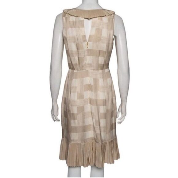 Tory Burch Janetta Ruffle Pleated Silk Tapioca Faux Wrap Dress Women's Size 0 - Picture 4 of 12